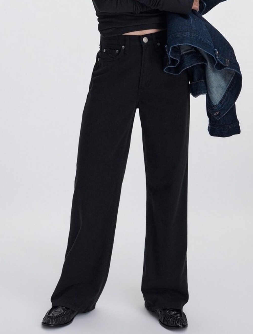 Rag & Bone Logan Women's Black Wide-Leg Jeans - Featherweight in Black, Size 24